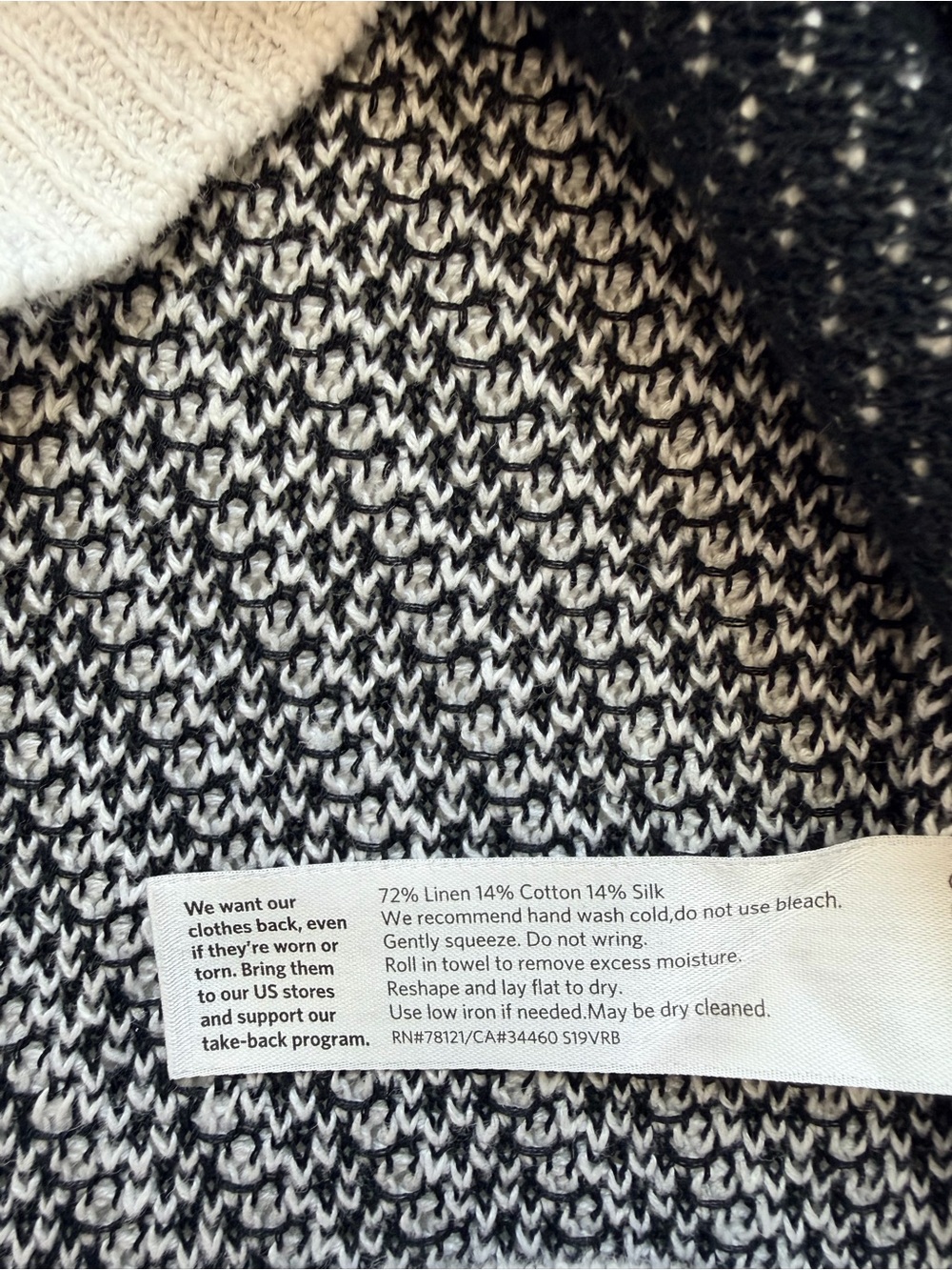 Eileen Fisher White and Black Knit Crewneck Sweater with White Trim Size XS - Picture 10 of 10